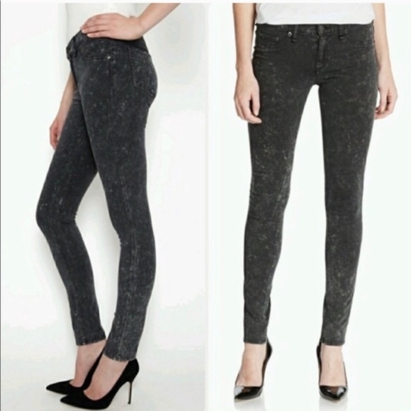 rag & bone Denim - Rag & Bone black Legging Rosebowl Acid Wash Jeans